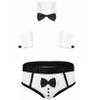 Kaerm Men's Adults Fancy Dress Sexy 3 Piece Waiter Lingerie Set Tuxedo Role Play Uniform Set White M view 1