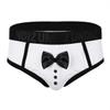 Kaerm Men's Adults Fancy Dress Sexy 3 Piece Waiter Lingerie Set Tuxedo Role Play Uniform Set White M view 2