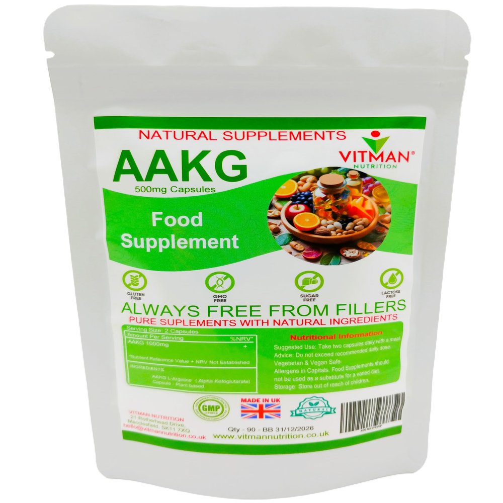 AAKG - L-Arginine Alpha Ketoglutarate 90 Capsules - Premium Grade Bodybuilding Nitric Oxide Power Formula - Fitness Pre Workout Booster Pump Sports Supplement