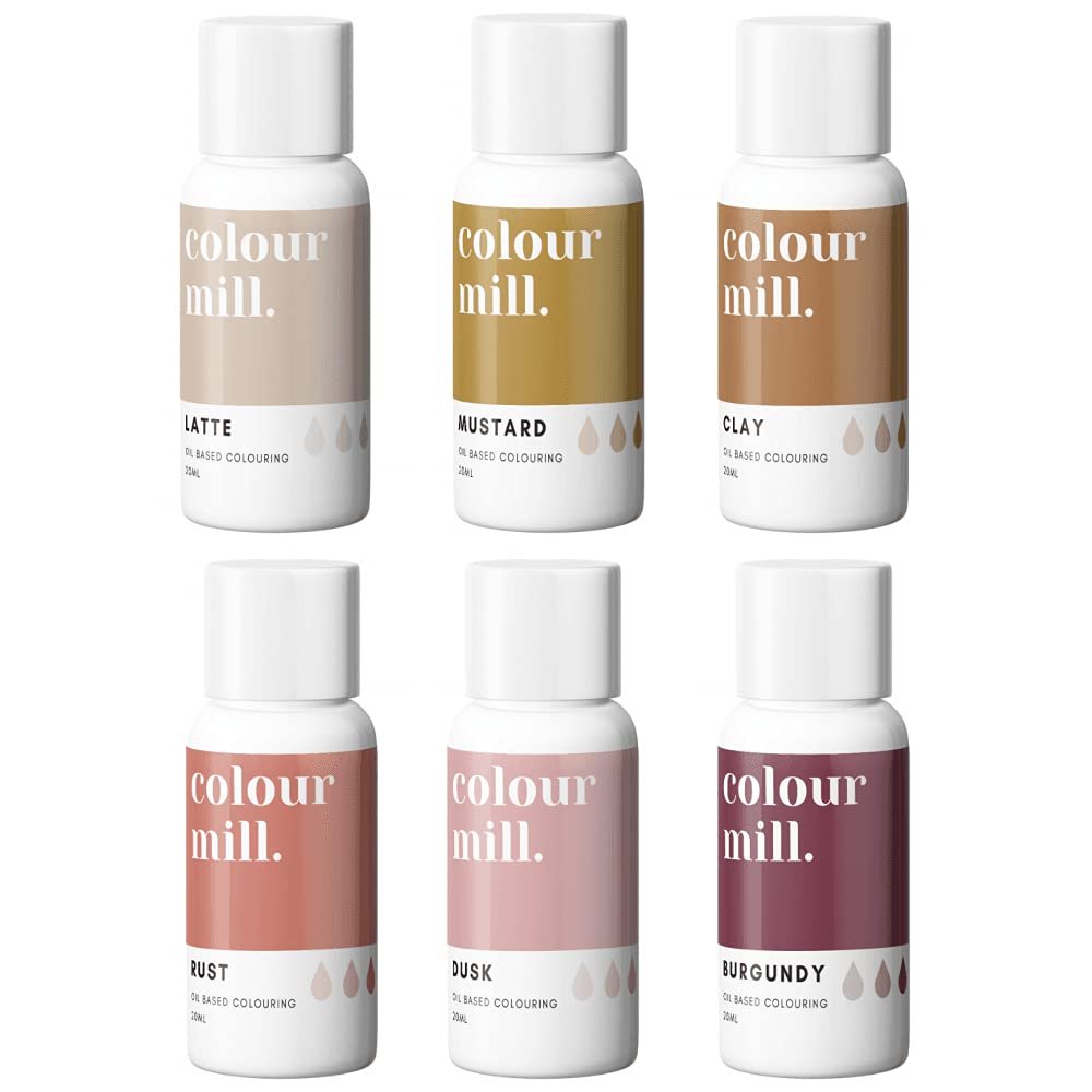 Colour Mill Edible Food Paint Bundle Colouring Liquid Cake Cookie Dye for Baking Icing Sugarpaste Fondant (x6 20ml) - Desert Colours