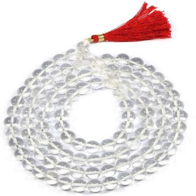 radhna 108 Beads Approx 7 mm Natural Crystal Sphatik Mala (White, 41-45 g)