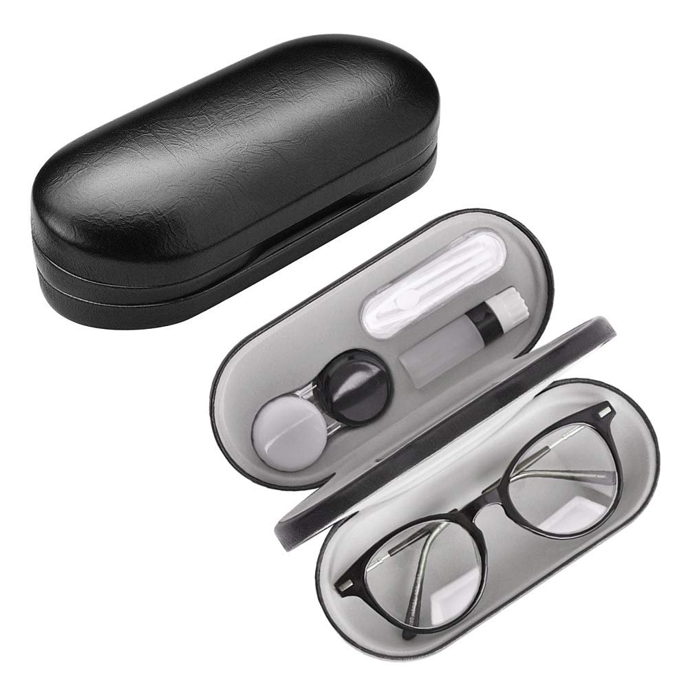 alladaga 2-in-1 Travel Glasses case, Contact Lens Container with Mirror