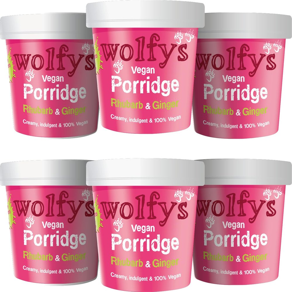 Wolfys Vegan Porridge with Rhubarb & Ginger Jam, 84g (Packof 6)