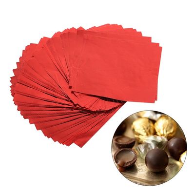 100Pcs/Lot Embossed Package Chocolate Tin Foil Wapping Paper Color Aluminum Foil Paper Pastry Baking Tin Foil(Red)