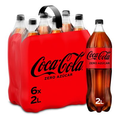 Coca-Cola Zero Sugar - Cola Soda Without Sugar, No Calories - Pack 6 Bottles 2L