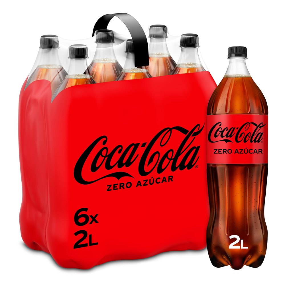 Coca-Cola Zero Sugar - Cola Soda Without Sugar, No Calories - Pack 6 Bottles 2L