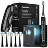 Aquasonic Black Series PRO Ultra Whitening Toothbrush w UV Sanitizing Base 4 Modes & Smart Timers UV Sanitizing & Charging Travel Case Electric Tooth Brush 6 Proflex Brush Heads view 1