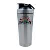 Proud To Be a Teacher Rainbow gift For Yourself, Friend, Coworker, End of Term, Kindergarten Teacher, Appreciation Gift, 500ml Aluminum Shaker Bottle. (Silver) view 1