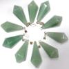12Pc Mixed Natural Stone Aventurine Opal Malachite Pendulum Hexagonal Pyramid Charms Pendants Making a Necklace-Light Yellow Color view 2