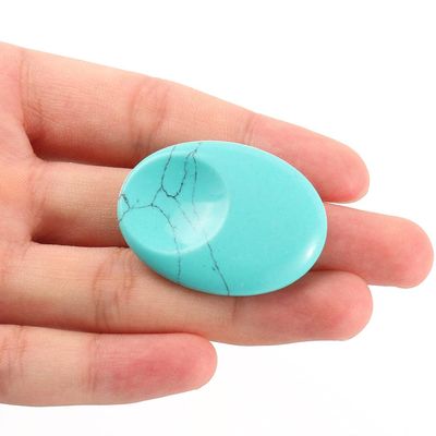 1pcs 30x40mm Natural Worry Stone Thumb Massage Gemstones Crystals 7 Chakra Treatment Spiritual Therapy Minerales-Turquoise_8x40x30mm