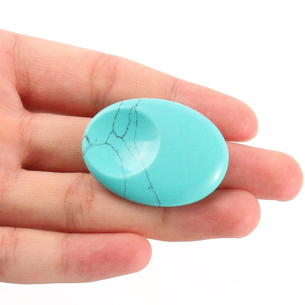 1pcs 30x40mm Natural Worry Stone Thumb Massage Gemstones Crystals 7 Chakra Treatment Spiritual Therapy Minerales-Turquoise_8x40x30mm