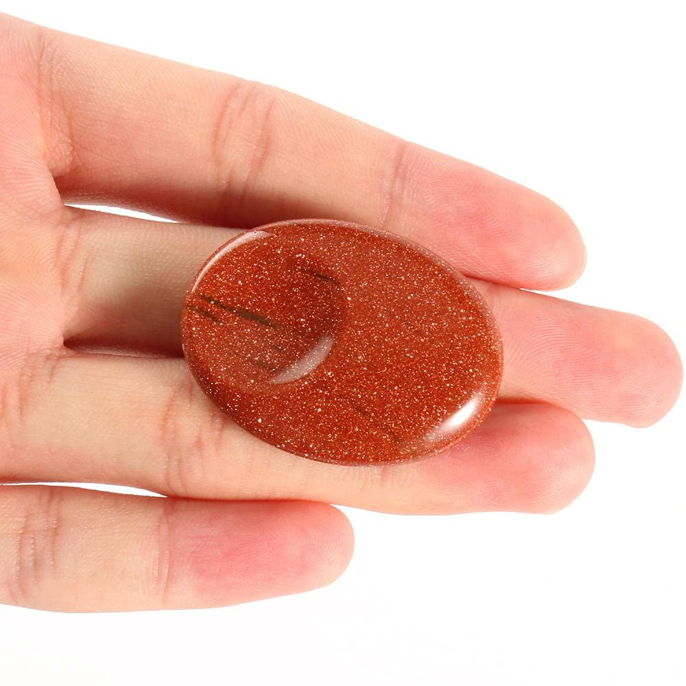 1pcs Natural Worry Stone Thumb Massage Gemstones Crystals 7 Chakra Treatment Spiritual Therapy Minerales 30x40mm-gold sandstone_40x30x8mm