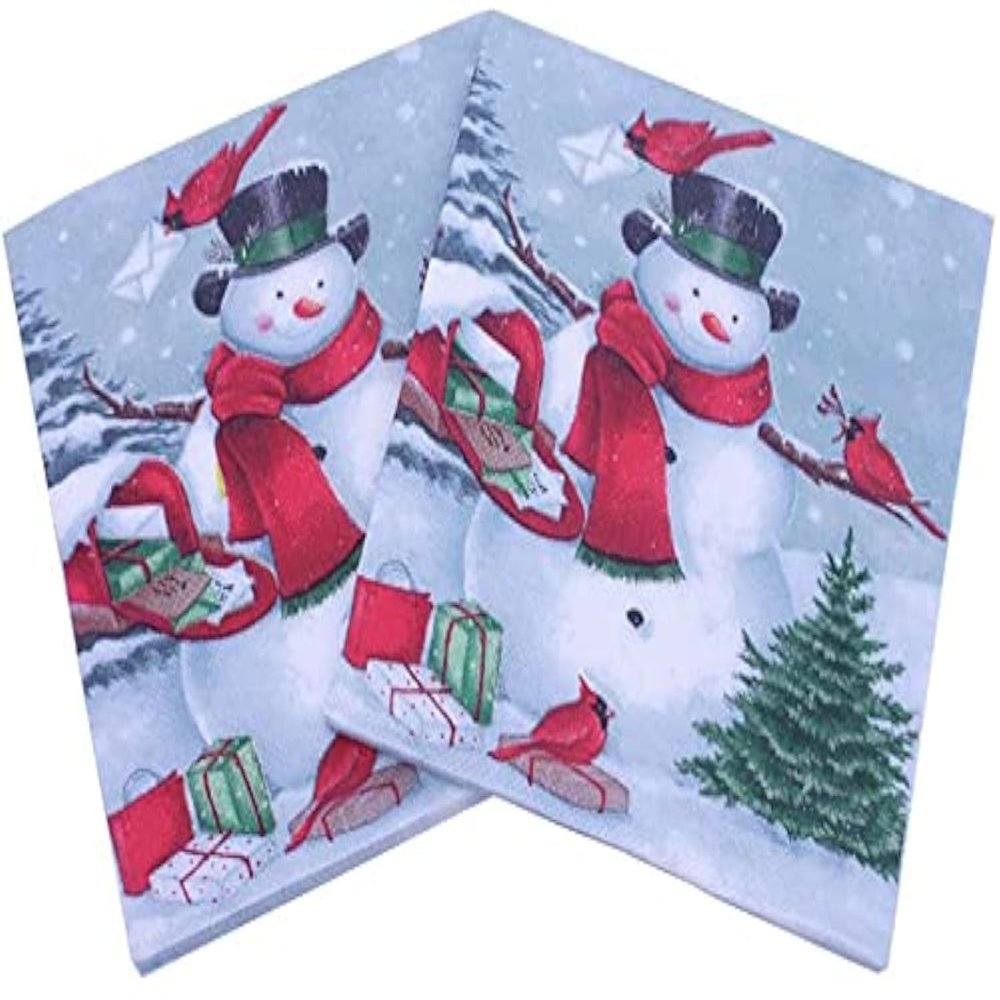 100pcs Christmas Theme Decorative Paper Napkins Party Napkins Cocktail Napkins Beverage Napkins Lunch Napkins for Birthday Parties, Celebrations and Special Occasions - Snowman