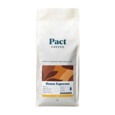 Pact House Espresso, 1kg, Fine Grind, Dark Roast, Ethically Sourced, Freshly Roasted, Ground Coffee