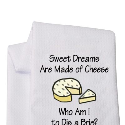 LEVLO Funny Cheese Lovers Gifts Sweet Dreams are Made of Cheese Who Am I to Dis a Brie Kitchen Towels Sweet Housewarming Gift (Who Am I to Dis a Brie)
