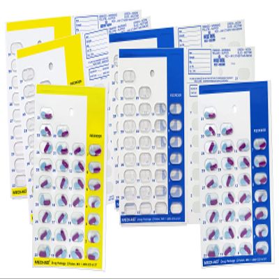 Color Coded AM/PM Monthly 31 Day Medication Blister Cards - Easy No Equipment Needed Cold Seal - 2X a Day Yellow for Morning Blue for Evening (6 Pack - 3 Yellow & 3 Blue)