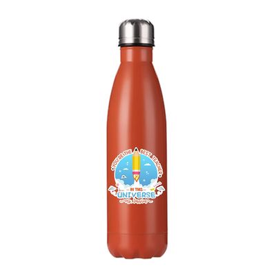 Personalised Best Teacher In This Universe Thank you Gift, Teacher Appreciation, End of School Year,Retirement 500 ML-17 OZ Double Walled Insulated Stainless Steel Cola Bottle. (Orange)