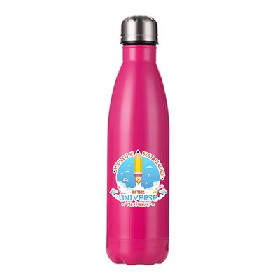 Personalised Best Teacher In This Universe Thank you Gift, Teacher Appreciation, End of School Year,Retirement 500 ML-17 OZ Double Walled Insulated Stainless Steel Cola Bottle. (Rose Red)