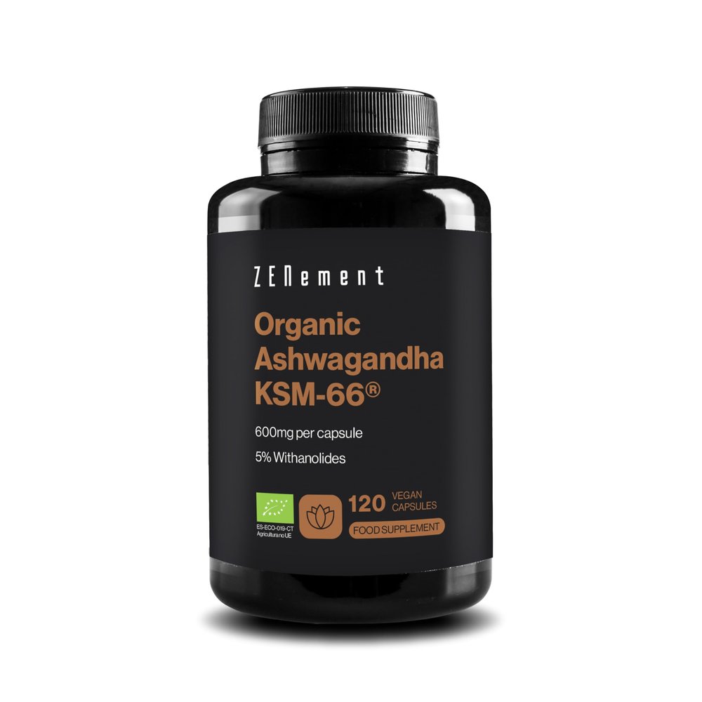 Ashwagandha KSM-66 Organic  600mg per Capsule  Root Extract with 5% Withanolides  Natural Vegan Formula, No Additives  120 Vegan Capsules  4-Month Supply  Zenement