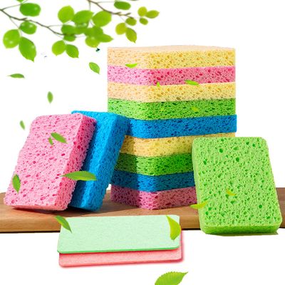 12-Count Kitchen Sponges- Compressed Cellulose Cleaning Sponges Non-Scratch Natural Sponge for Kitchen Bathroom Cars, Funny Cut-Outs DIY (Multi-rectangle)