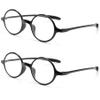 2 Pack Reading Glasses 4.0 3.75 3.5 3.25 3 2.75 2.5 Women Small Circle Frame Clear Lens Flexible Vintage Round Eyeglasses Reader Glasses For Men (2 Pack (Light black+ Light black), 2.50) view 2