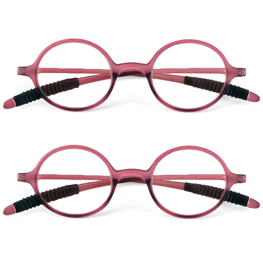 2 Pack Reading Glasses 4.0 3.75 3.5 3.25 3 2.75 2.5 2.25 2.0 1.75 1.5 1.25 Women Small Circle Frame Clear Lens Flexible Vintage Round Eyeglasses Reader Glasses For Men (2 Pack (Red0+Red), 2.75)