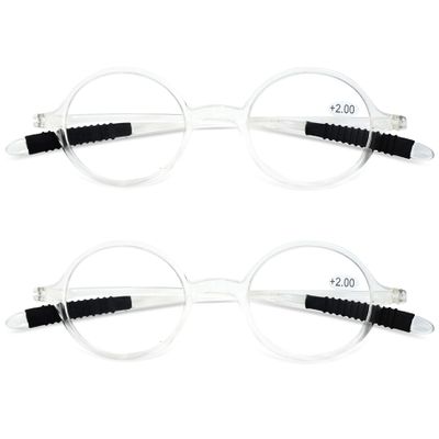2 Pack Reading Glasses 4.0 3.75 3.5 3.25 3 2.75 2.5 Women Small Circle Frame Clear Lens Flexible Vintage Round Eyeglasses Reader Glasses For Men (2 Pack (Transparent white + Transparent white), 3.25)