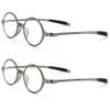 2 Pack Reading Glasses 4.0 3.75 3.5 3.25 3 2.75 2.5 Women Small Circle Frame Clear Lens Flexible Vintage Round Eyeglasses Reader Glasses For Men (2 Pack (Translucent grey + Translucent grey), 3.25) view 2