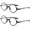 2 Pack Reading Glasses 4.0 3.75 3.5 3.25 3 2.75 2.5 Women Small Circle Frame Clear Lens Flexible Vintage Round Eyeglasses Reader Glasses For Men (2 Pack (Light black+ Light black), 3.25) view 2