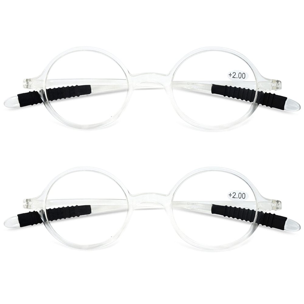 2 Pack Reading Glasses 4.0 3.75 3.5 3.25 3 2.75 2.5 Women Small Circle Frame Clear Lens Flexible Vintage Round Eyeglasses Reader Glasses For Men (2 Pack (Transparent white + Transparent white), 1.50)