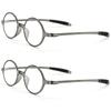 2 Pack Reading Glasses 4.0 3.75 3.5 3.25 3 2.75 2.5 Women Small Circle Frame Clear Lens Flexible Vintage Round Eyeglasses Reader Glasses For Men (2 Pack (Translucent grey + Translucent grey), 3.50) view 2