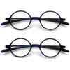 2 Pack Reading Glasses 4.0 3.75 3.5 3.25 3 2.75 2.5 2.25 2.0 1.75 1.5 1.25 Women Small Circle Frame Clear Lens Flexible Vintage Round Eyeglasses Reader Glasses For Men (2 Pack (Blue+Blue), 3.00) view 1