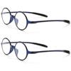 2 Pack Reading Glasses 4.0 3.75 3.5 3.25 3 2.75 2.5 2.25 2.0 1.75 1.5 1.25 Women Small Circle Frame Clear Lens Flexible Vintage Round Eyeglasses Reader Glasses For Men (2 Pack (Blue+Blue), 3.00) view 2