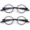 2 Pack Reading Glasses 4.0 3.75 3.5 3.25 3 2.75 2.5 2.25 2.0 1.75 1.5 1.25 Women Small Circle Frame Clear Lens Flexible Vintage Round Eyeglasses Reader Glasses For Men (2 Pack (Blue+Blue), 4.00) view 1