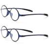 2 Pack Reading Glasses 4.0 3.75 3.5 3.25 3 2.75 2.5 2.25 2.0 1.75 1.5 1.25 Women Small Circle Frame Clear Lens Flexible Vintage Round Eyeglasses Reader Glasses For Men (2 Pack (Blue+Blue), 3.75) view 2