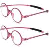 2 Pack Reading Glasses 4.0 3.75 3.5 3.25 3 2.75 2.5 2.25 2.0 1.75 1.5 1.25 Women Small Circle Frame Clear Lens Flexible Vintage Round Eyeglasses Reader Glasses For Men (2 Pack (Red0+Red), 2.25) view 2