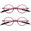 2 Pack Reading Glasses 4.0 3.75 3.5 3.25 3 2.75 2.5 2.25 2.0 1.75 1.5 1.25 Women Small Circle Frame Clear Lens Flexible Vintage Round Eyeglasses Reader Glasses For Men (2 Pack (Red0+Red), 2.00) view 1