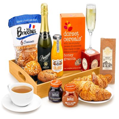 Prosecco Breakfast Hamper - Luxury Breakfast-in-Bed Gift Set with Orange Juice, Muesli, Croissants, Preserves - Brunch Gift Basket for Anniversaries, Special Occasions, from Regency Hampers