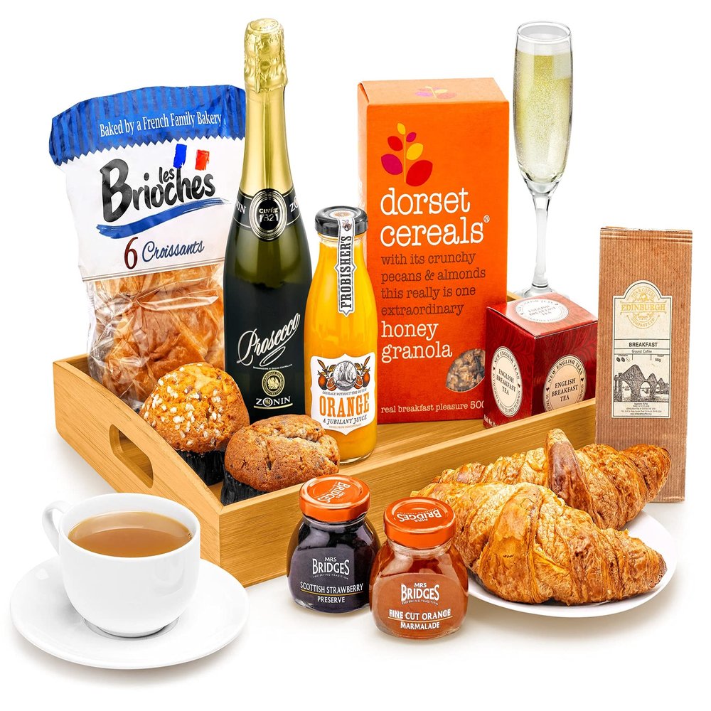 Prosecco Breakfast Hamper - Luxury Breakfast-in-Bed Gift Set with Orange Juice, Muesli, Croissants, Preserves - Brunch Gift Basket for Anniversaries, Special Occasions, from Regency Hampers