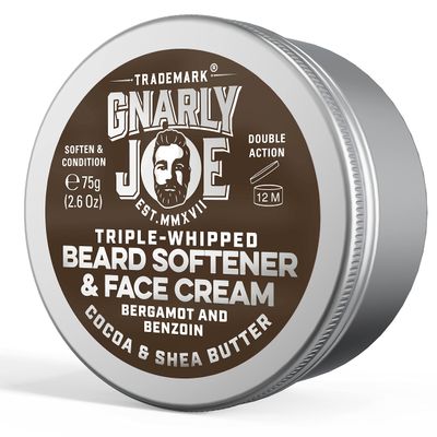 Gnarly Joe Beard Softener & Face Cream with Triple-Whipped Cocoa & Shea Butter, Natural Beard Moisturiser Conditioner, Bergamot & Benzoin Scent, 85ml - Made in UK
