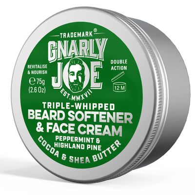 Gnarly Joe Beard Softener & Face Cream - 85ml Beard Softener for Men with Triple-Whipped Cocoa & Shea Butter - Natural Beard Moisturiser, Conditioner & Cream - Peppermint & Pine Scent - Made in UK