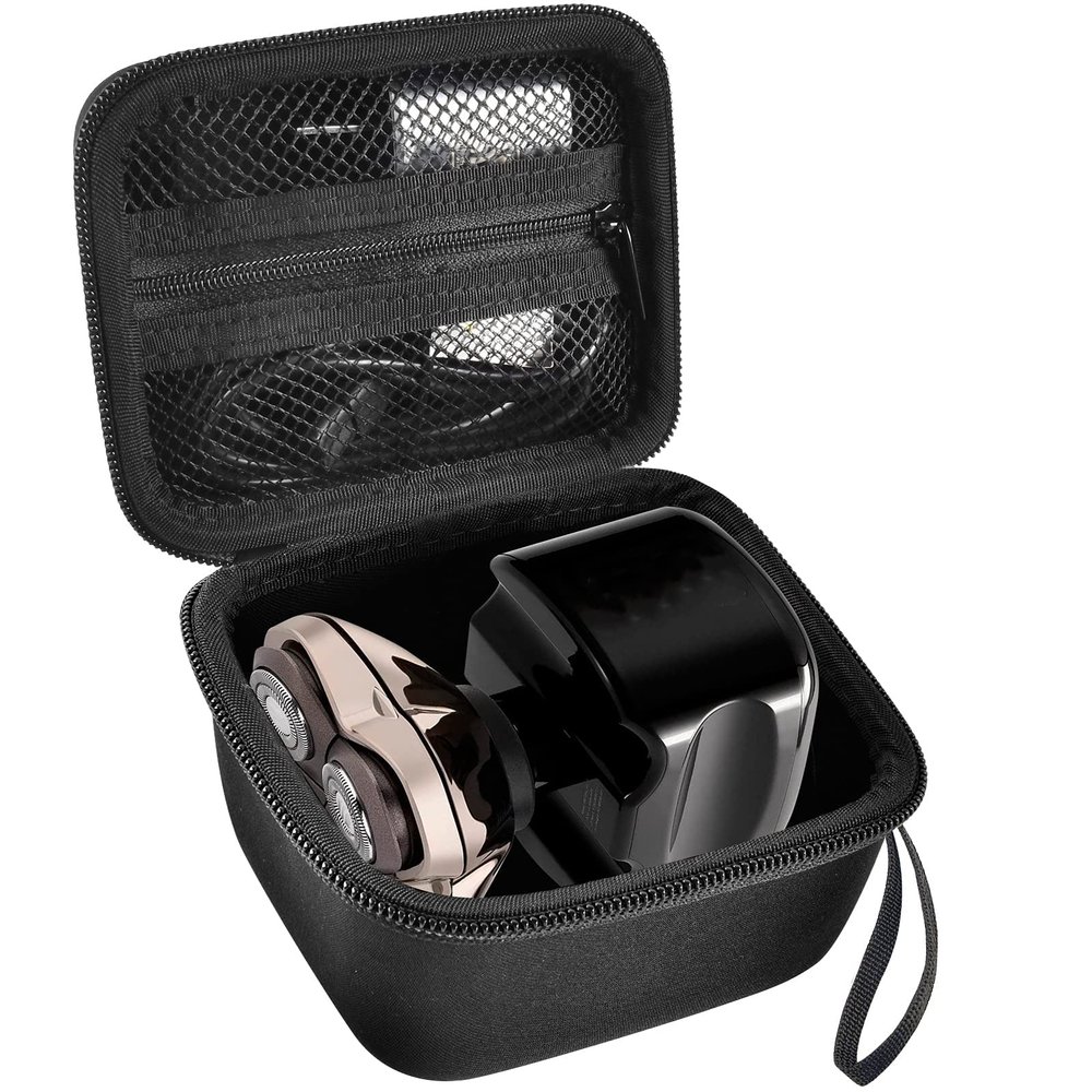 ANKHOH Case Compatible with Skull Shaver Electric Pitbull Pro Razor, Hard Travel Rotary Men Head Shavers Beard Trimmer Storage Bag with Zipper Mesh Pocket for Mustache Grooming Kit,Black-Only Box