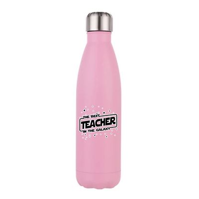 The Best Teacher In the Galaxy Gift for Teachers,Thankyou Gift,Teacher Appreciation,End of School Year,Retirement 500 ML-17 OZ Double Walled Insulated Stainless Steel Cola Bottle. (Matt Pink)