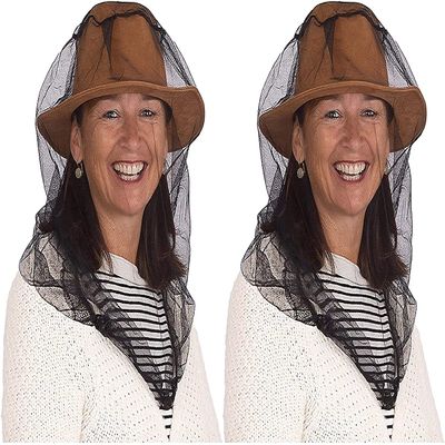 ALCIONO (Set of 2) Mosquito Head Net, Carry Bag, Face Mesh-Head Protecting Net for Outdoors, Walking with UV Protection and Fly Insects Bugs Preventing Midges Gnats, Carry Bag, Chemical Free