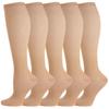 5 Pairs Compression Socks for Men & Women Best Graduated Athletic Fit for Running Flight Travel Pregnancy Flying Nurses Medical Shin Splints -Varicose Veins (L, Brown) view 1
