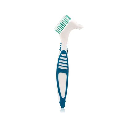 Green Double Bristle Head Denture Brush Denture Cleaning Brush Portable Cleaning Brush False Teeth Brushes