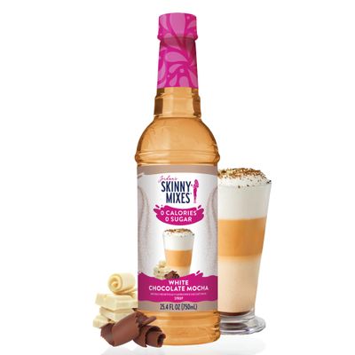 Jordan's Skinny Mixes White Chocolate Mocha Syrup | Zero Calories, Zero Sugar, Zero Carbs | Jordan's Skinny Syrups for Coffee, Tea, Lattes | 1 Bottle (750 mL)
