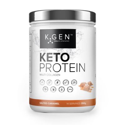 K-GEN Keto Collagen Protein Powder Advanced Salted Caramel Powder with Multi Collagen Blend, Coconut MCT, Vitamin C + B6 Stevia | UK Made for Keto, Paleo & Primal | Free-from: Sugar & Gluten