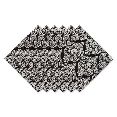 DII Halloween Basics Collection Tabletop, Napkin Set, 20x20, Graveyard Damask 6 Piece