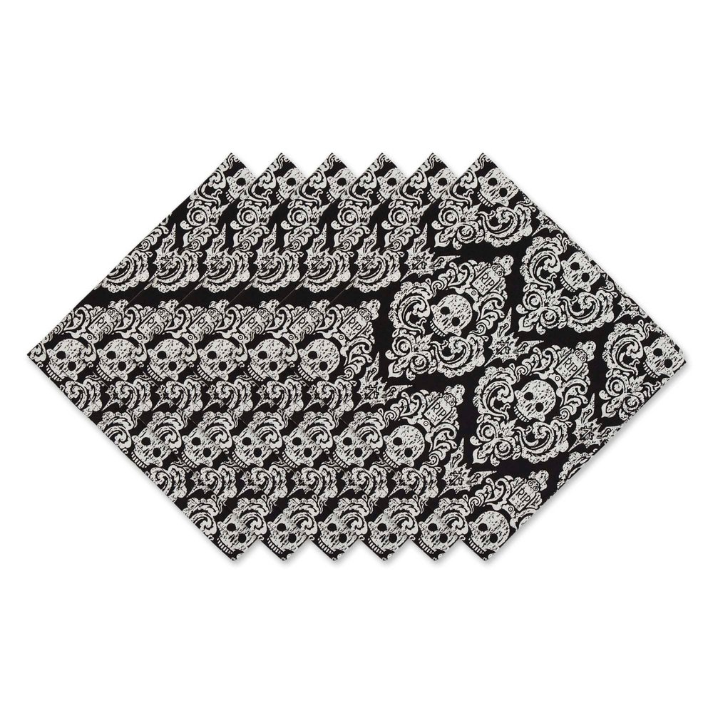 DII Halloween Basics Collection Tabletop, Napkin Set, 20x20, Graveyard Damask 6 Piece